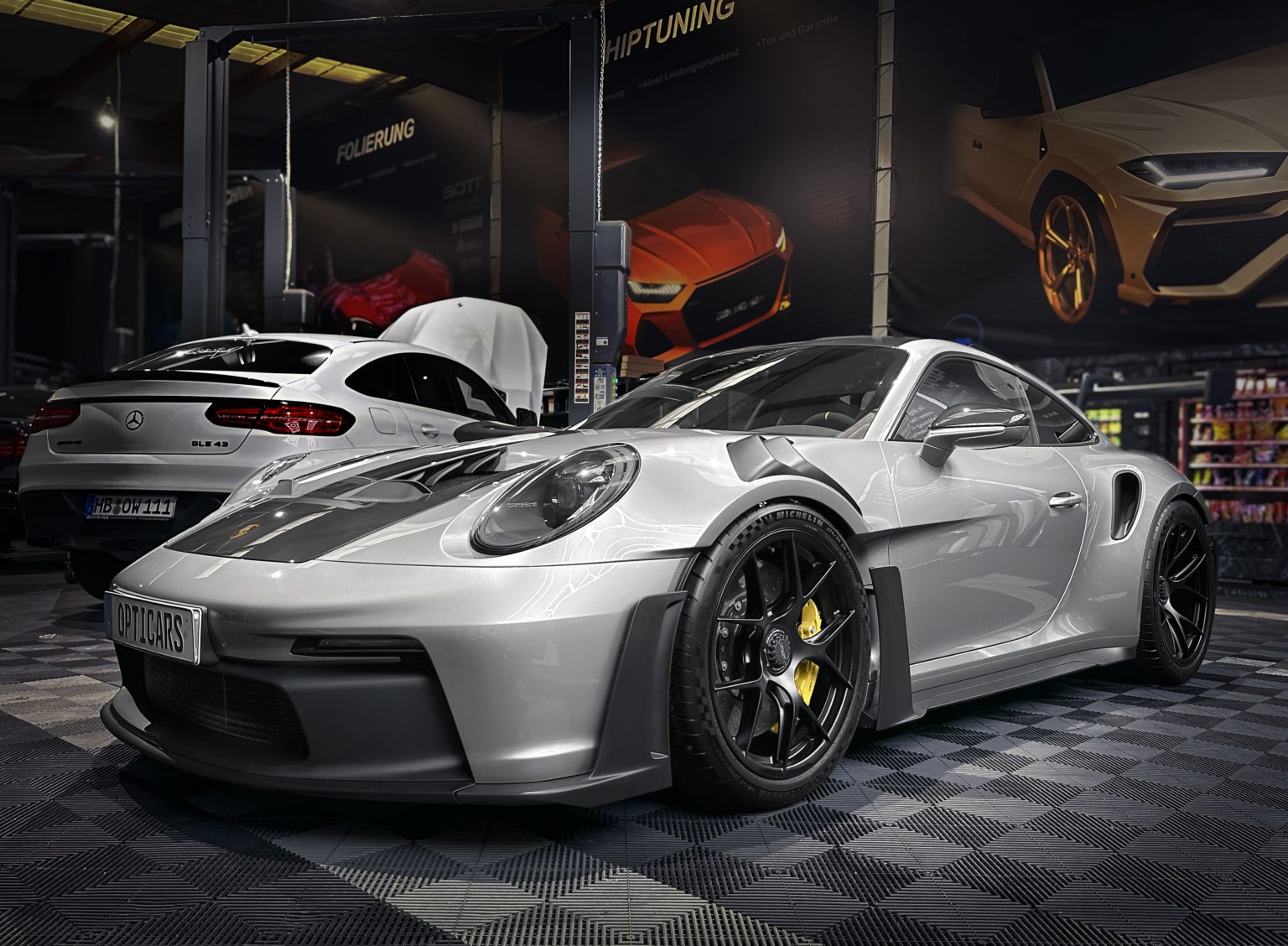 popsche gt3 rs silber carbon haube fahrzeugschutzfolie opticars bremen